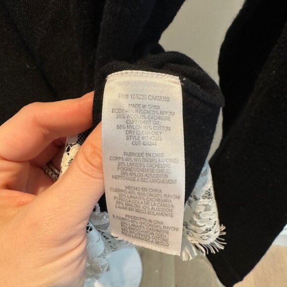 - Joie Mock Neck Sweater with Faux Lace Shirt XS Wool Cashmere - Picture 7 of 7